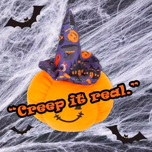 VFM e-Store Pumpkin Soft Toy Halloween Decoration in Black, Purple and Orange, W/D/H: 23 x 16 x 1 cm – 4