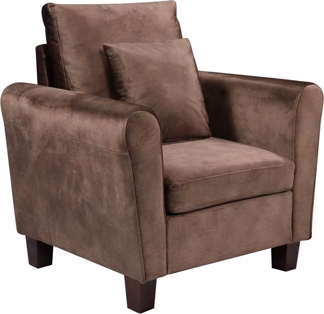 Comfy Living Modern Brown Velvet 6-Piece Upholstered Sofa Suite with Armrests and Scatter Cushions