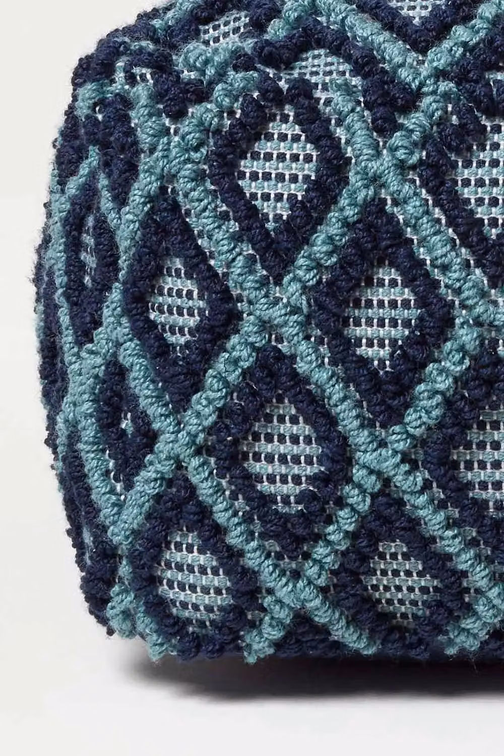 Homescapes Tula Handwoven Textured Pouffe Bean Cube in Blue, W/D/H: 55 x 55 x 55 cm – 3