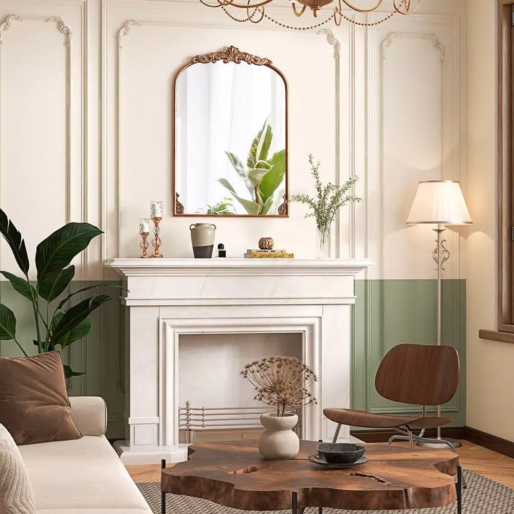 Costway Antiqued Gold Dramatic Arched Wall Mirror W: 95 cm, H: 66 cm – 2