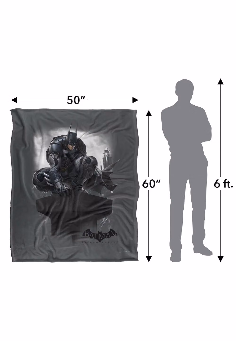 Warner Brothers Batman Arkham Knight Perched Silky Touch Super Soft Throw Blanket in White, W/D: 152.4 x 127.0 cm – 4