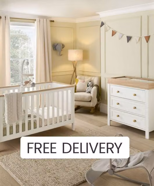 Mamas & Papas Wedmore 2 Piece Cotbed Set with Dresser Changer, White/Oak