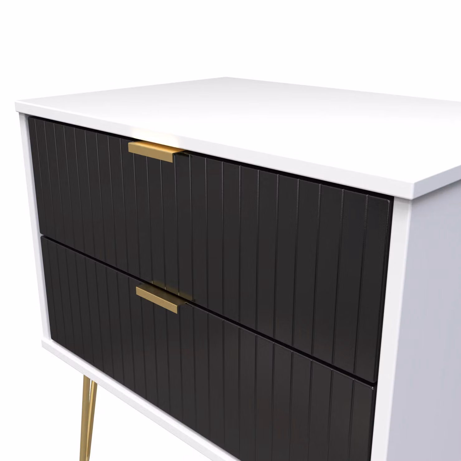 2 U Bexley 2 Drawer Side Table in True Black and Gold – 3