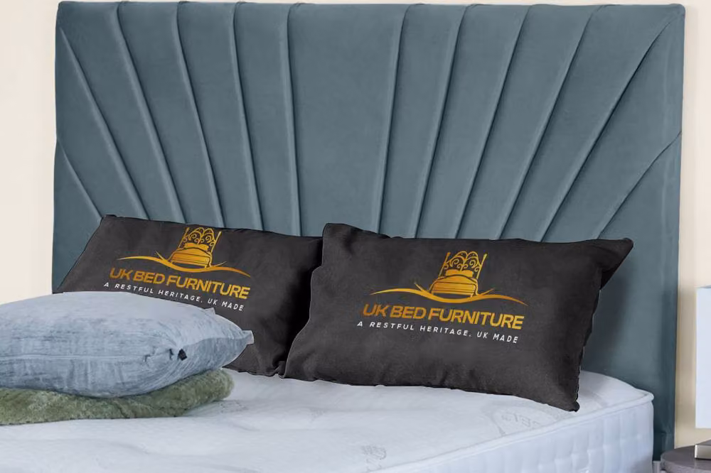 UK Bed Furniture Sunrise Ottoman Bed with 54 Inch Headboard, Light Blue, W/D/H: 200 x 200 x 137.16 cm – 2
