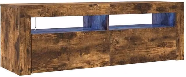 Berkfield Home Modern TV Cabinet with LED Lights in Smoked Oak Brown, W/D/H: 120 x 35 x 40 cm
