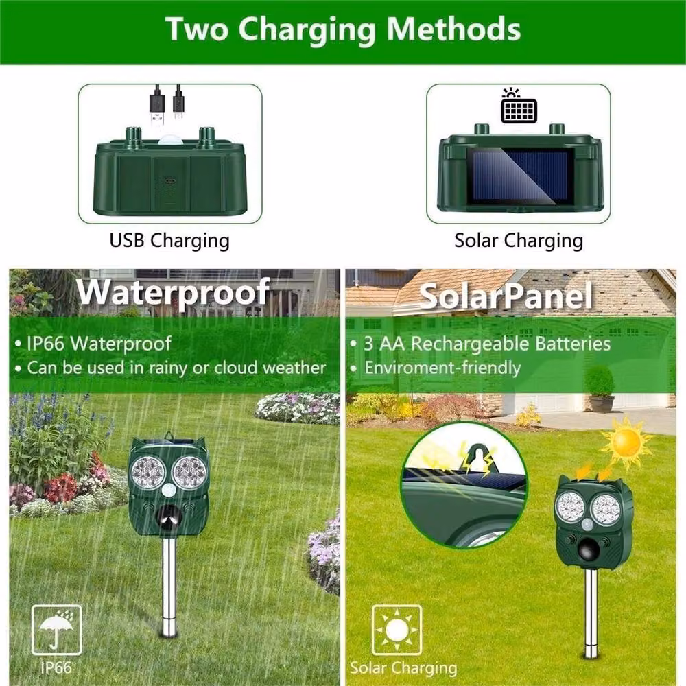 Nordara Ultrasonic Solar Pest Repeller Dog Cat Fox Deterrent in Green – 3