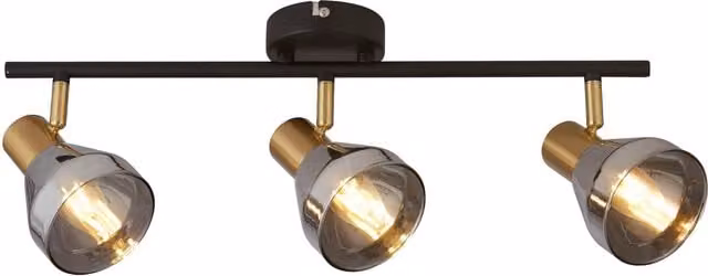 Vanclose Three Light Bar Pendant in Black and Gold/Brass Metal with Glass