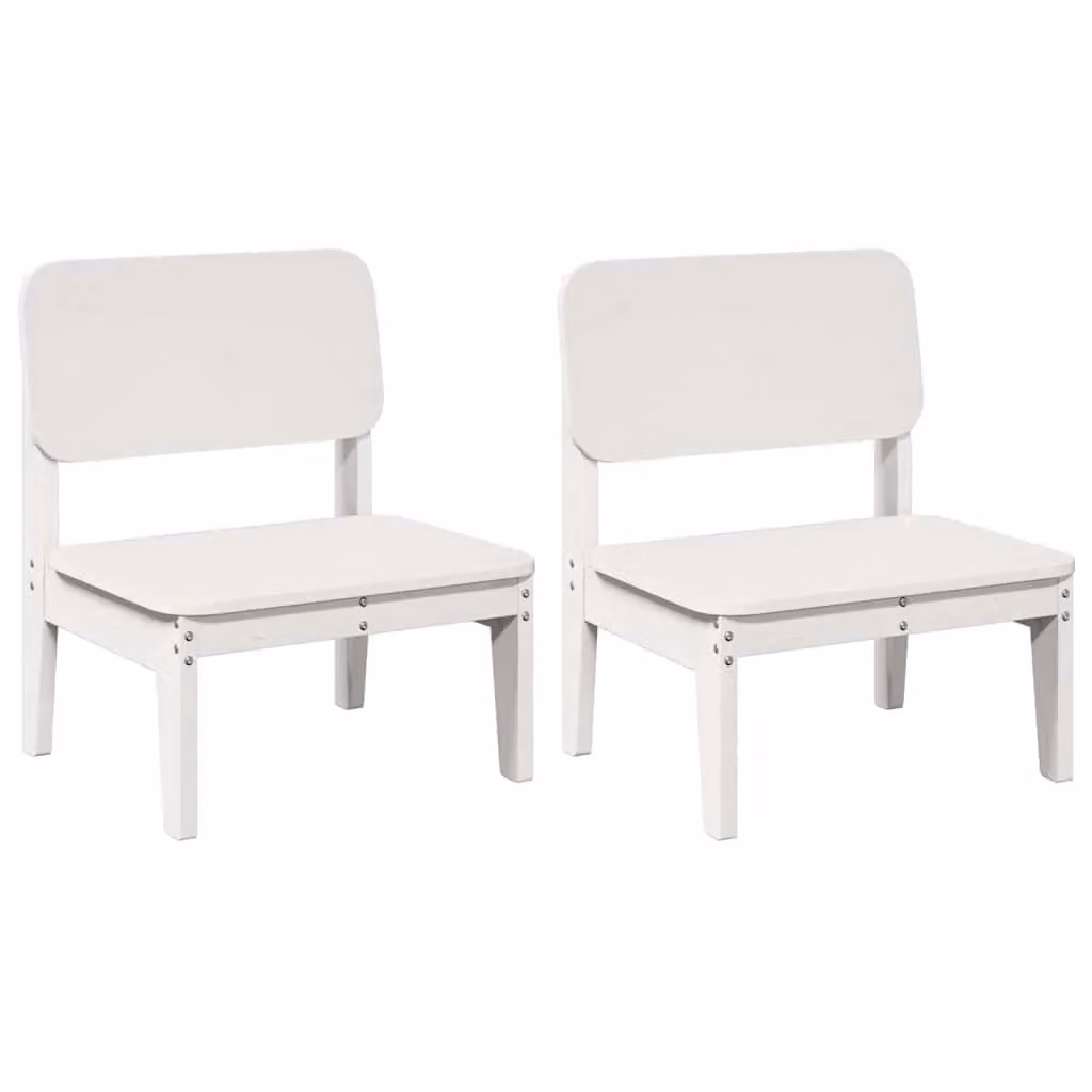 Berkfield Home Set of 2 White Rustic Solid Pine Garden Chairs, W: 60 cm, D: 52.5 cm, H: 72 cm – 2