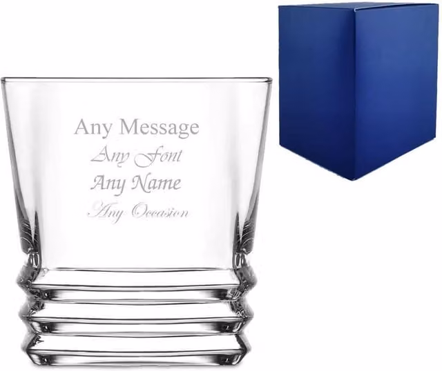 Uniqueful Personalised Elegant Ridged Whisky Tumbler Glass, 315 ml, Clear