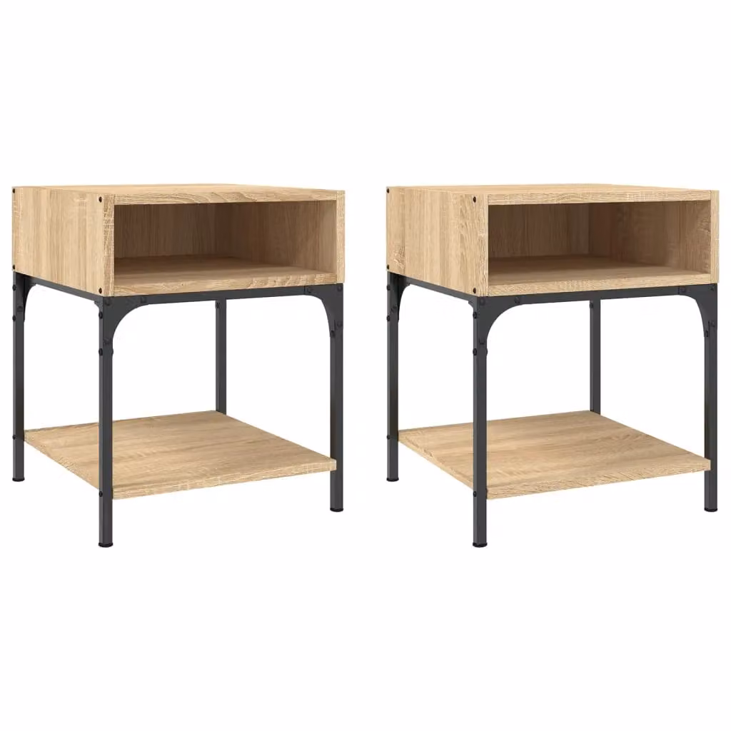 Berkfield Home Set of 2 Sonoma Oak Bedside Tables in Brown, W/D/H: 40 x 41 x 50 cm – 1