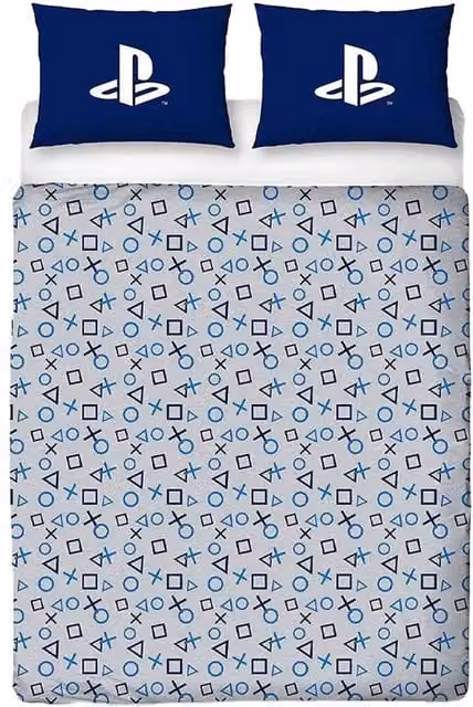 Playstation Reversible Graphic Duvet Cover and Pillowcase Set, Multicolour, W: 140 cm, L: 200 cm