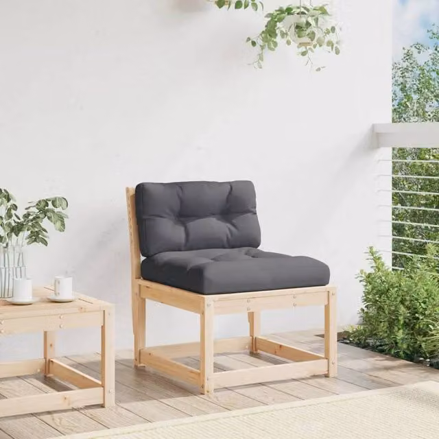 Berkfield Home Garden Sofa with Cushions in Natural Solid Pine Wood