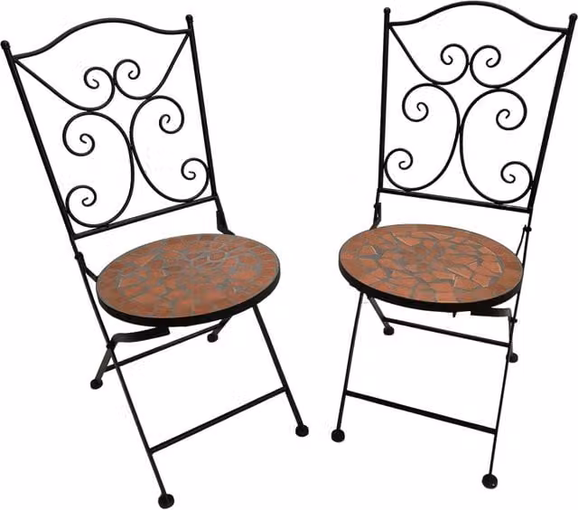 Samuel Alexander Set of 2 Classic Geometric Metal Bistro Chairs in Black and Multicolour