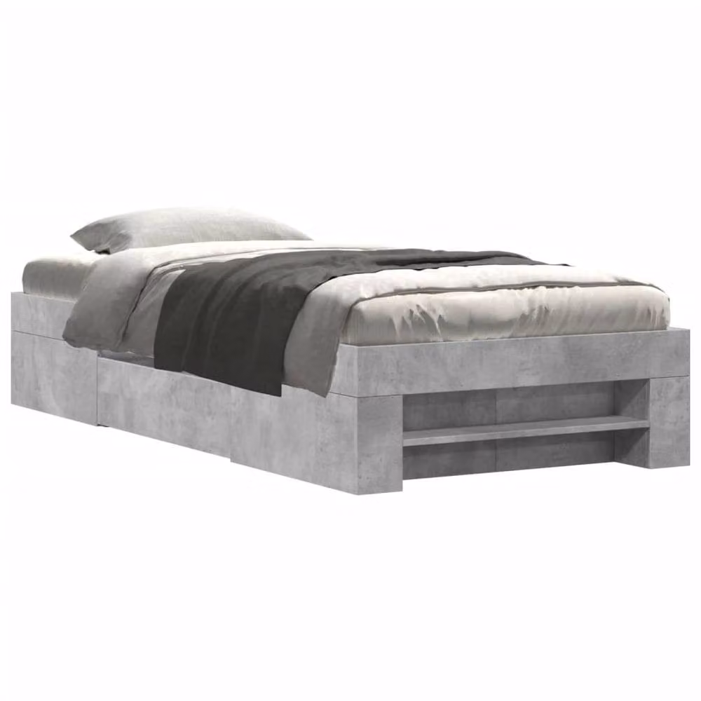 Berkfield Home Durable Engineered Wood Bed Frame with Drawers in Concrete Grey, W/D/H: 75 x 190 x 33 cm – 3