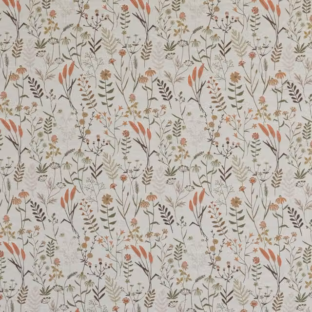 Terrys Lamorna Fabric Autumn Floral Panel in Beige, Orange and Multicolour