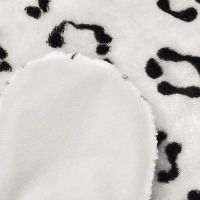 Berkfield Home Leopard Print Plush Round Carpet in White, Diameter: 100 cm