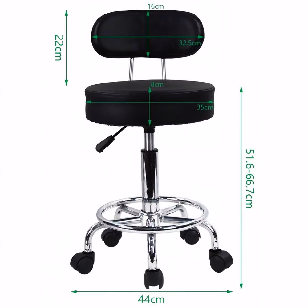 KKTONER Stylish Height Adjustable Rolling Stool with Footrest, Black – 4