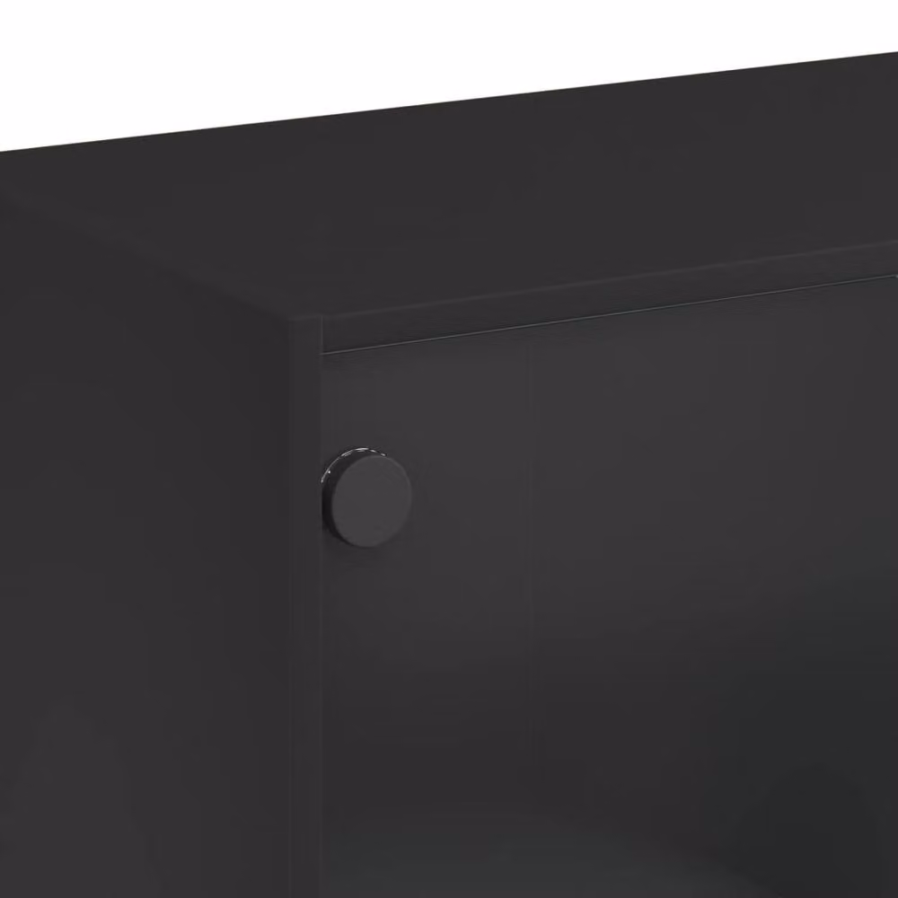 Berkfield Home Modern Black Highboard with Glass Doors and Internal Shelves, W/D/H: 68 x 37 x 109 cm – 4