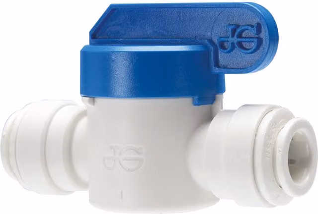 John Guest Speedfit 1/4 inch Straight Push Fit Shut Off-Valve in White Matt Plastic – 1