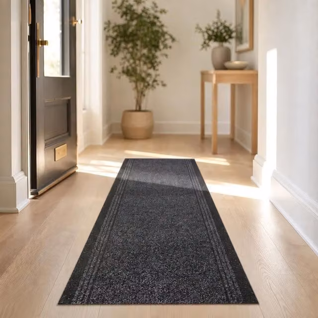Bravich Sydney Non Slip Hallway Runner in Charcoal Grey, Length: 549 cm
