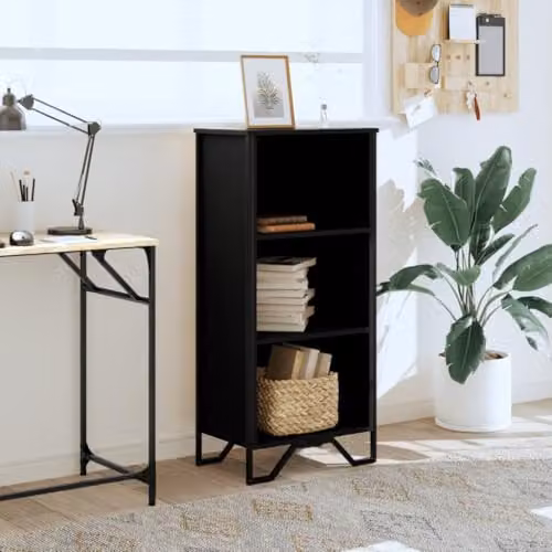 vidaXL Modern Black Bookcase with Back Panel, W/D/H: 50 x 31 x 106 cm – 2