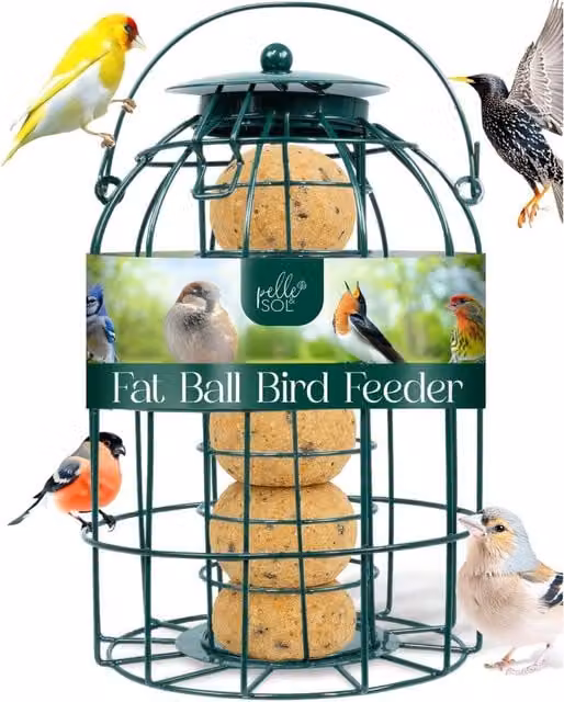 Pelle & Sol Squirrel Resistant Metal Bird Feeder for Fat Balls, Green