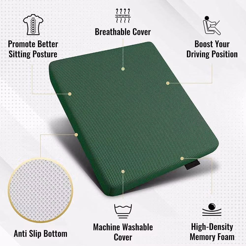 NESTLUNE Green Memory Foam Wedge Lumbar Seat and Back Support Cushion, W: 100 cm, L: 190 cm – 3