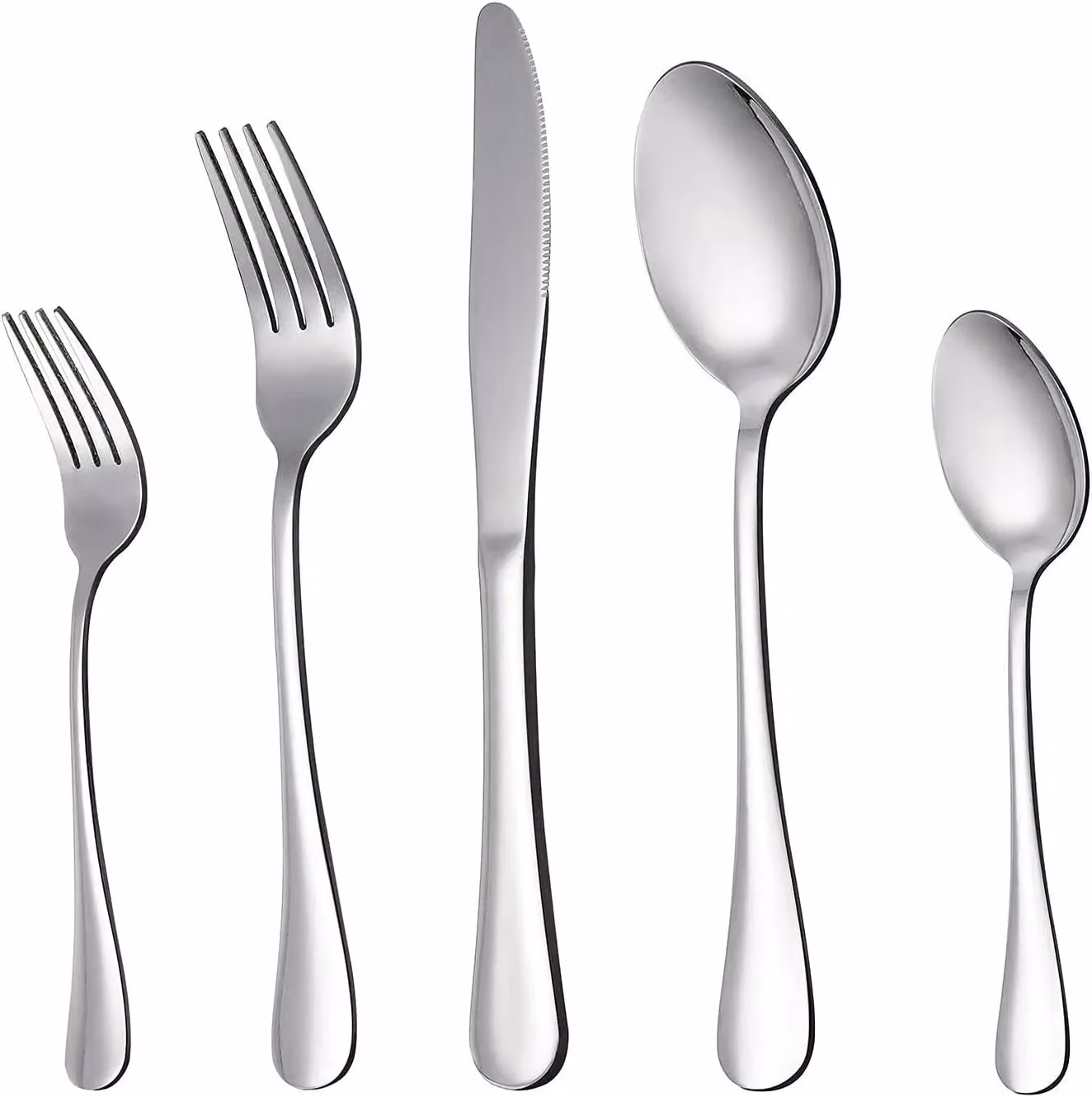 KAV 24-Piece Stainless Steel Cutlery Set in Silver with Polished Mirror Finish – 2