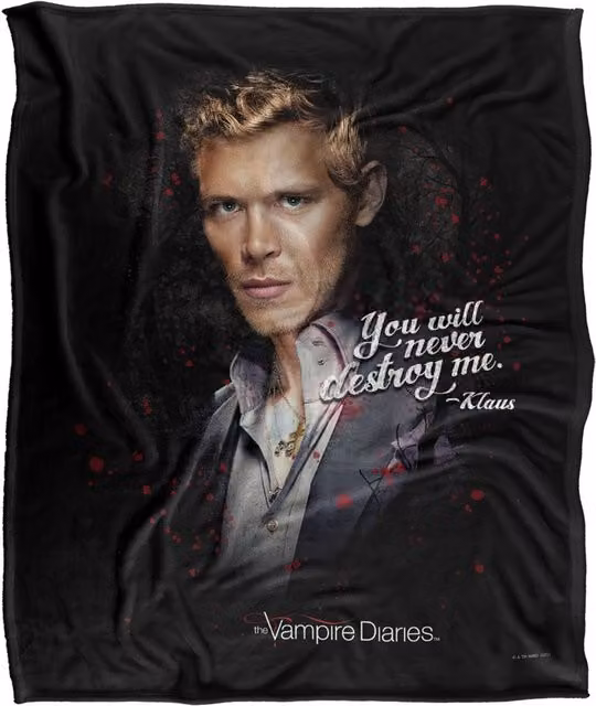 Warner Brothers The Vampire Diaries Never Destroy Silky Touch Super Soft Throw Blanket, White, W x D: 152.4 x 127.0 cm