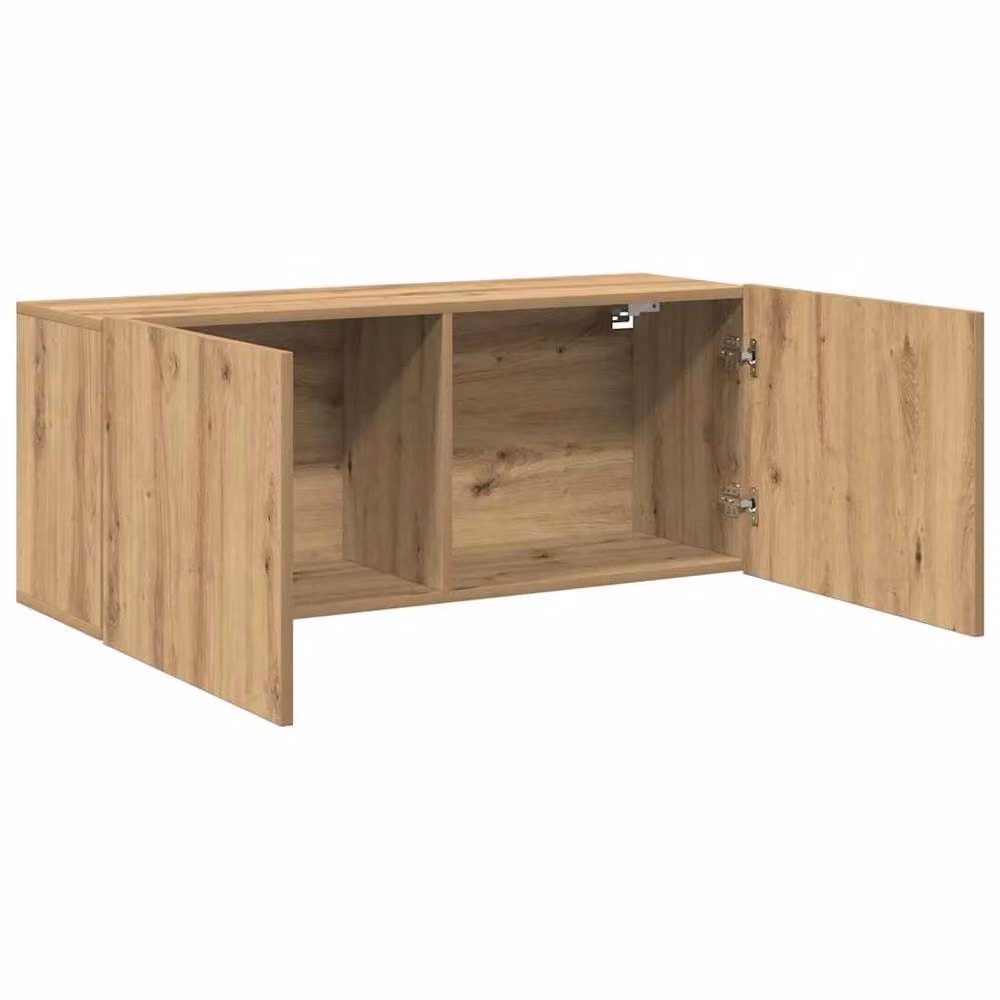 Berkfield Home Artisan Oak Wall-mounted TV Cabinet in Brown, W/D/H: 100 x 30 x 41 cm – 4