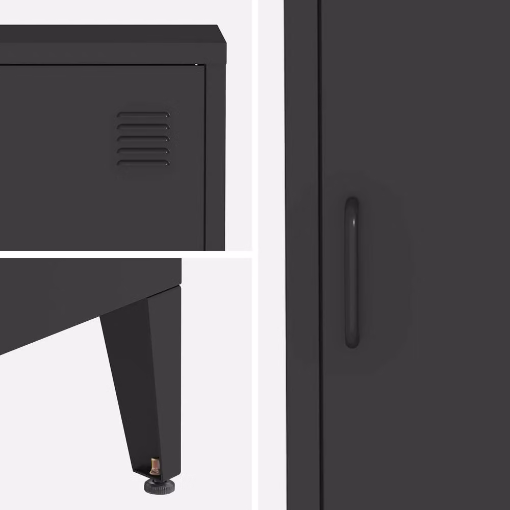 sweeek Metal Bedside Table with 1 Door in Matt Black, W/D/H: 38 x 38 x 55.7 cm – 3
