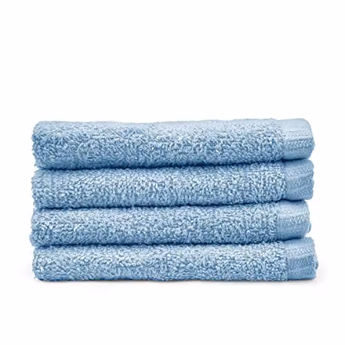 Catherine Lansfield Quick Dry Fluffy Cotton Face Cloths, 4 Pack, Blue – 3