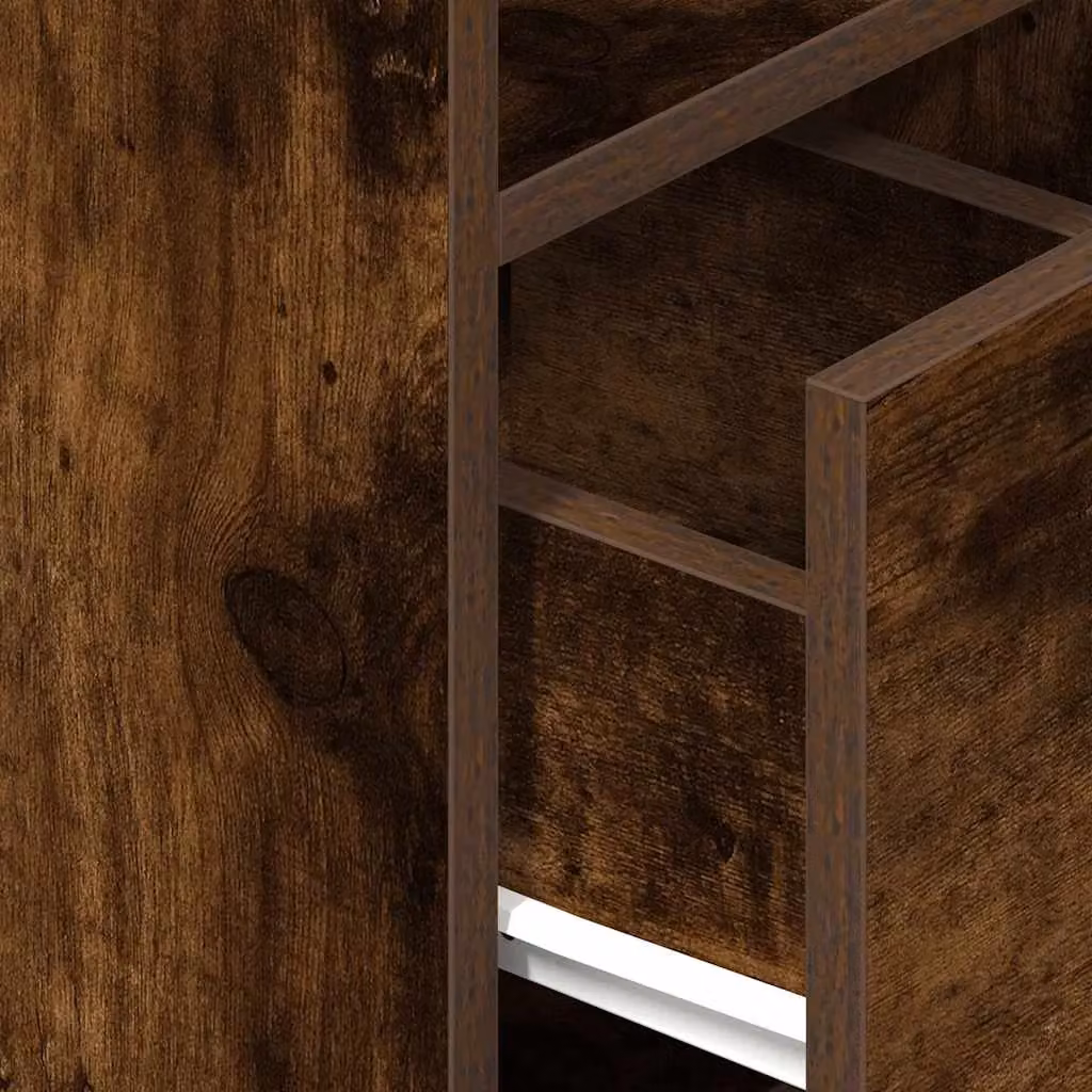 Berkfield Home Set of 2 Bedside Cabinets with Drawer in Smoked Oak Brown, W/D/H: 25 x 31 x 66 cm – 4