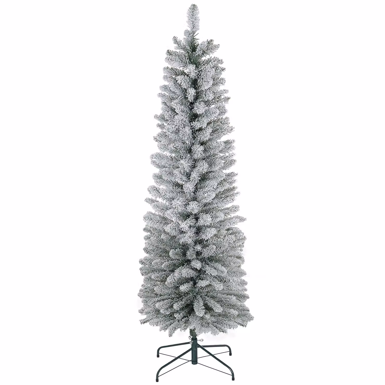 HOMCOM White Artificial Pencil Christmas Tree with Metal Base, Height: 182.88 cm – 2