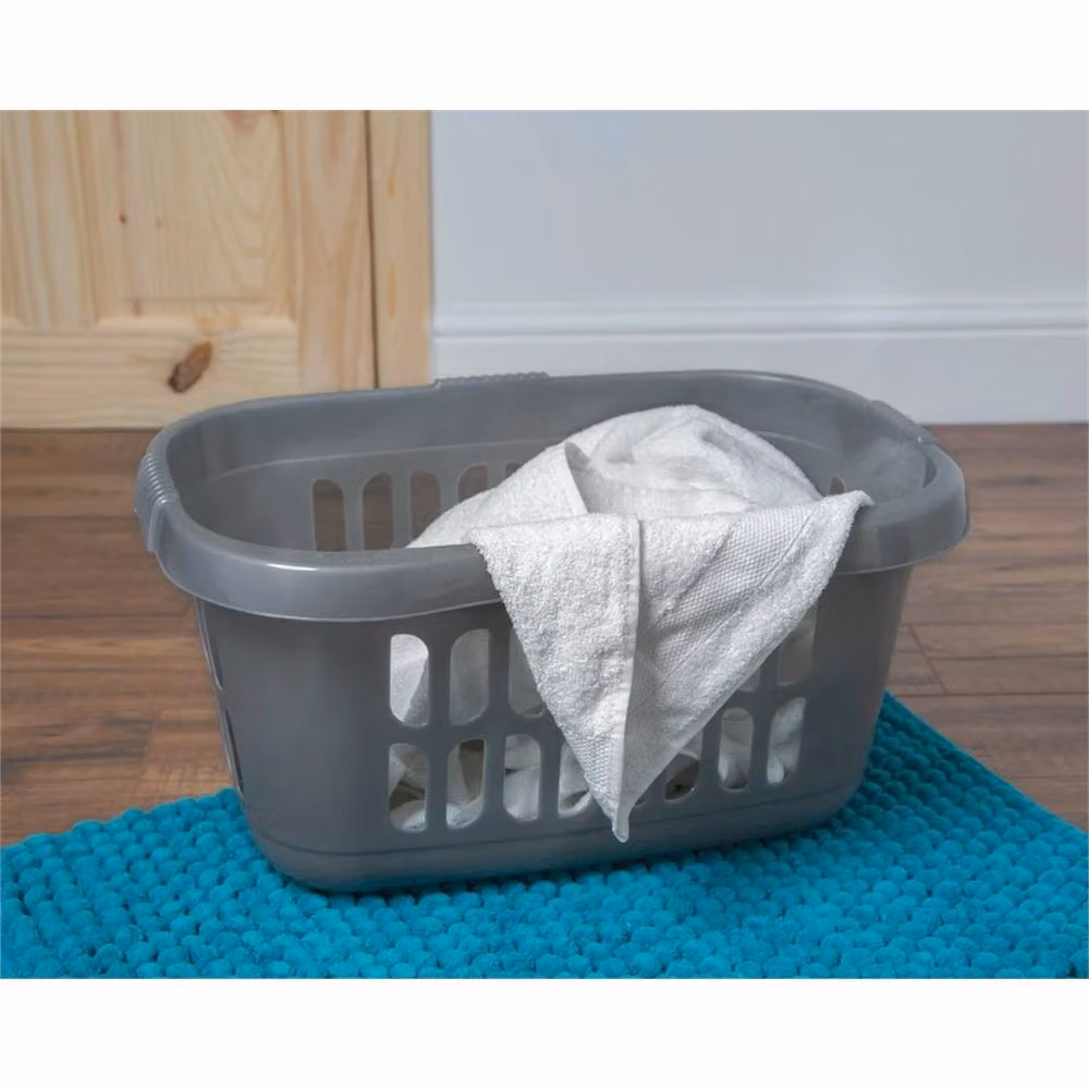Nordara Plastic Laundry Basket with Handles in Silver Grey, W: 40 cm, H: 60 cm – 2