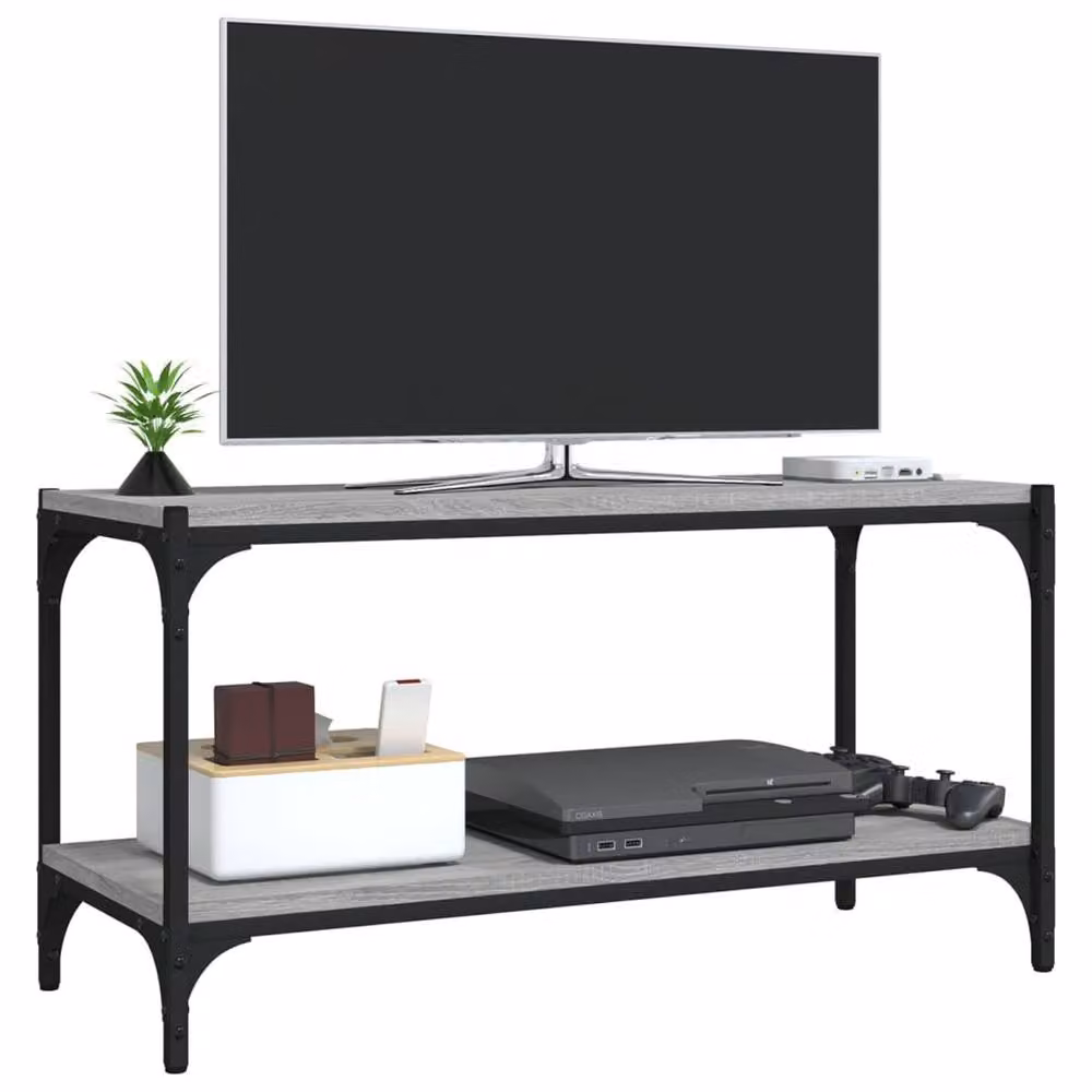 Berkfield Home Grey Sonoma TV Cabinet in Engineered Wood and Steel, W/D/H: 80 x 33 x 41 cm – 3