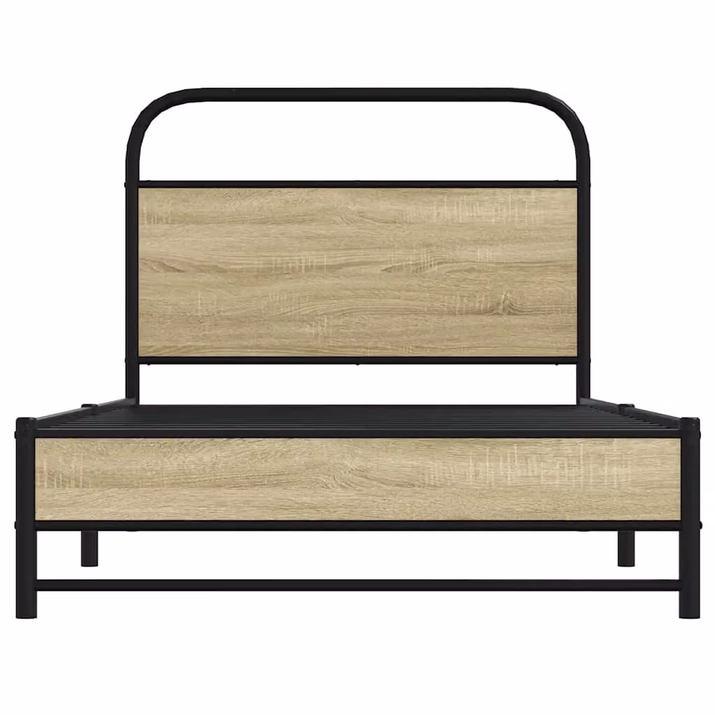 Berkfield Home Single Bed Frame in Sonoma Oak and Brown Engineered Wood, W/D/H: 90 x 190 cm – 3
