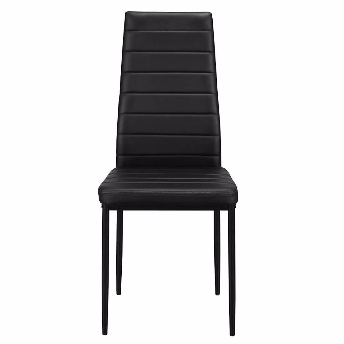 Living and Home Modern Rectangular Tempered Glass Kitchen Dining Table with 2 Black High Back Chairs – 3