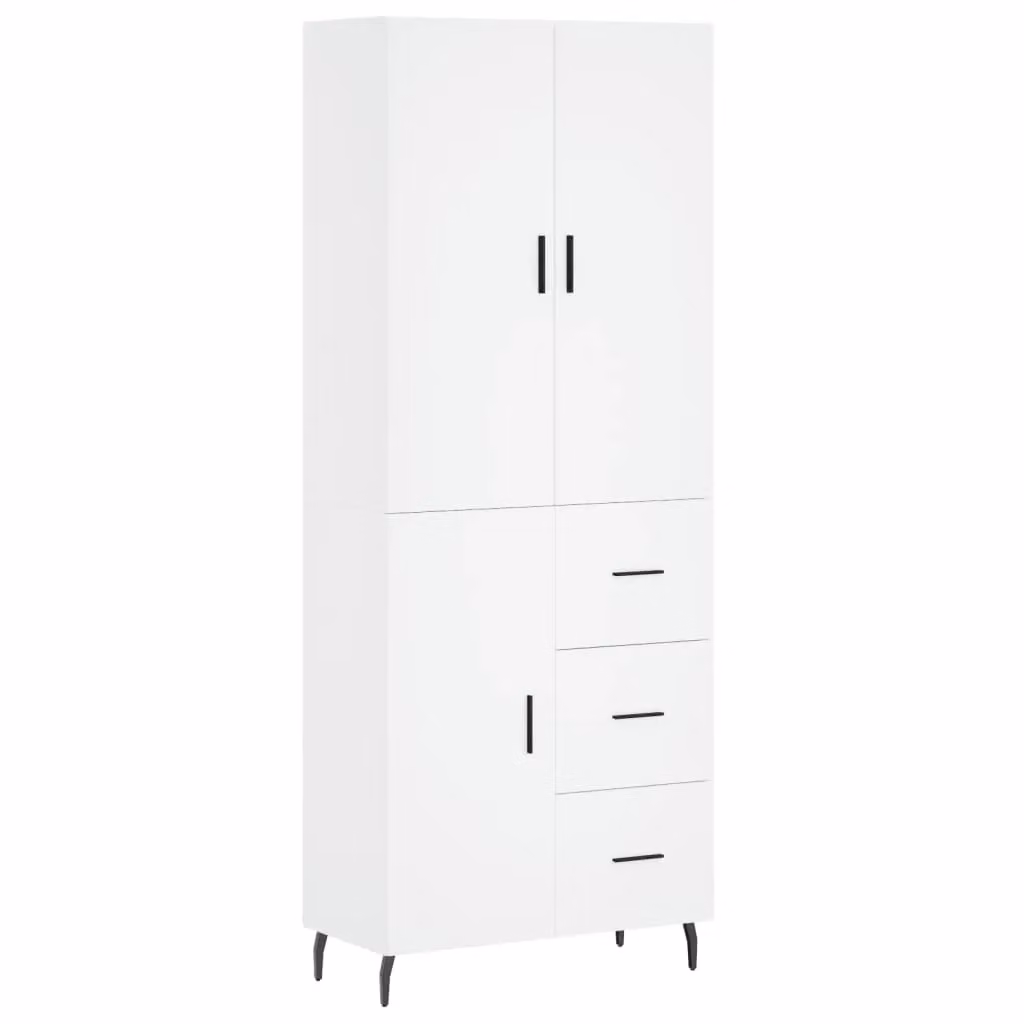 Berkfield Home Modern White Matt Highboard with Hinged Doors and Internal Shelves, W/D/H: 69.5 x 34 x 180 cm – 2