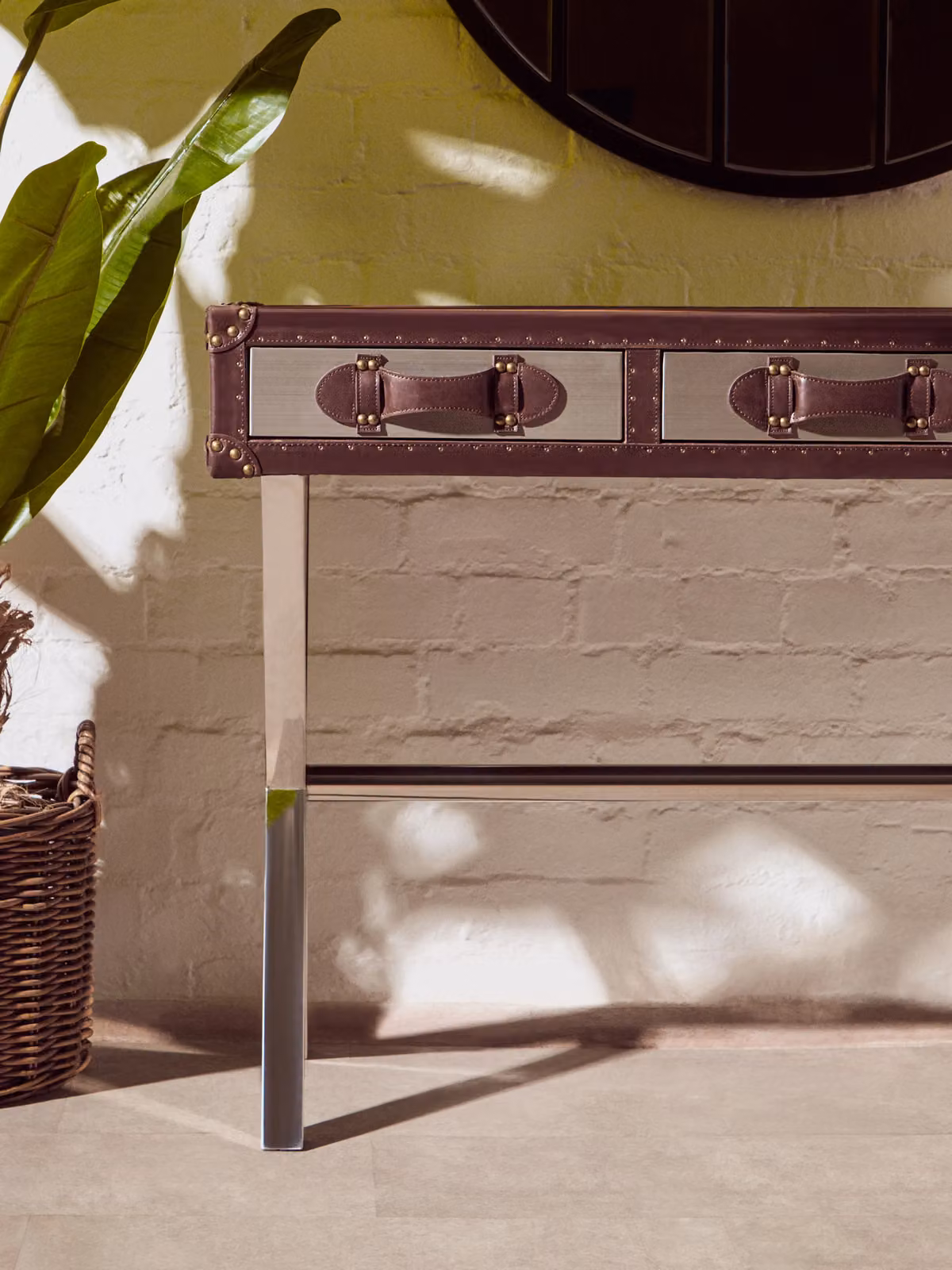 Orsina Brown and White Genuine Cowhide Console Table W/D/H: 120 x 45 x 80 cm – 3