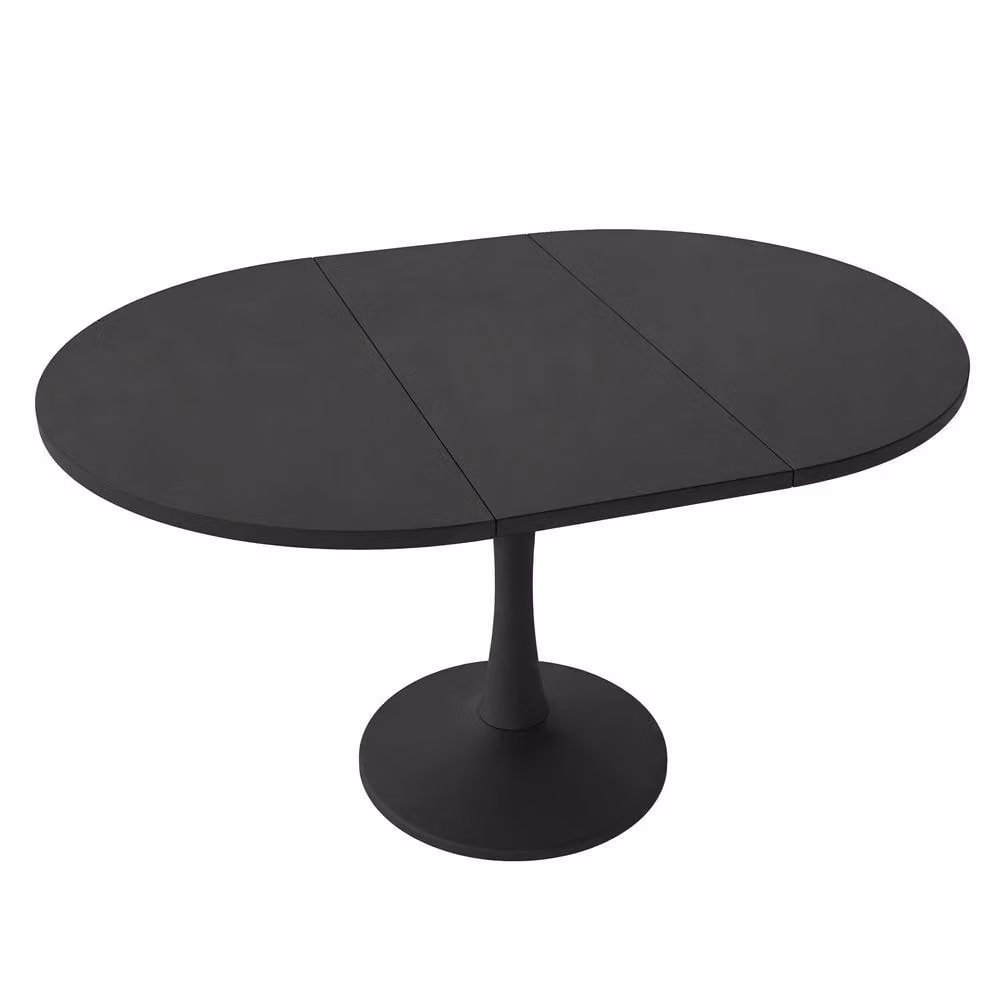 ModernLuxe Modern Extendable Round Dining Table in Black, W/D/H: 100 x 100 x 75 cm (Extends to 140 x 100 cm) – 3