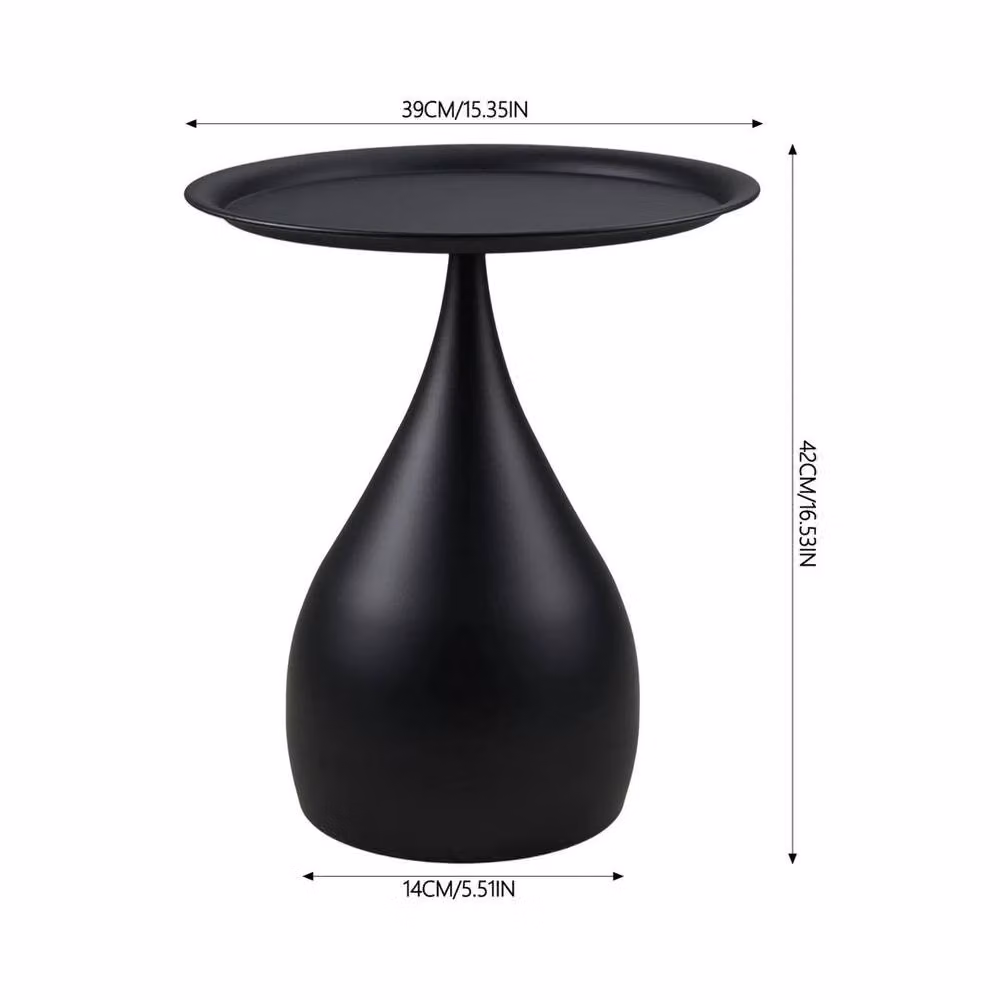 FORGEVIO Black Round Metal Side Table W/D/H: 39 x 39 x 42 cm – 3