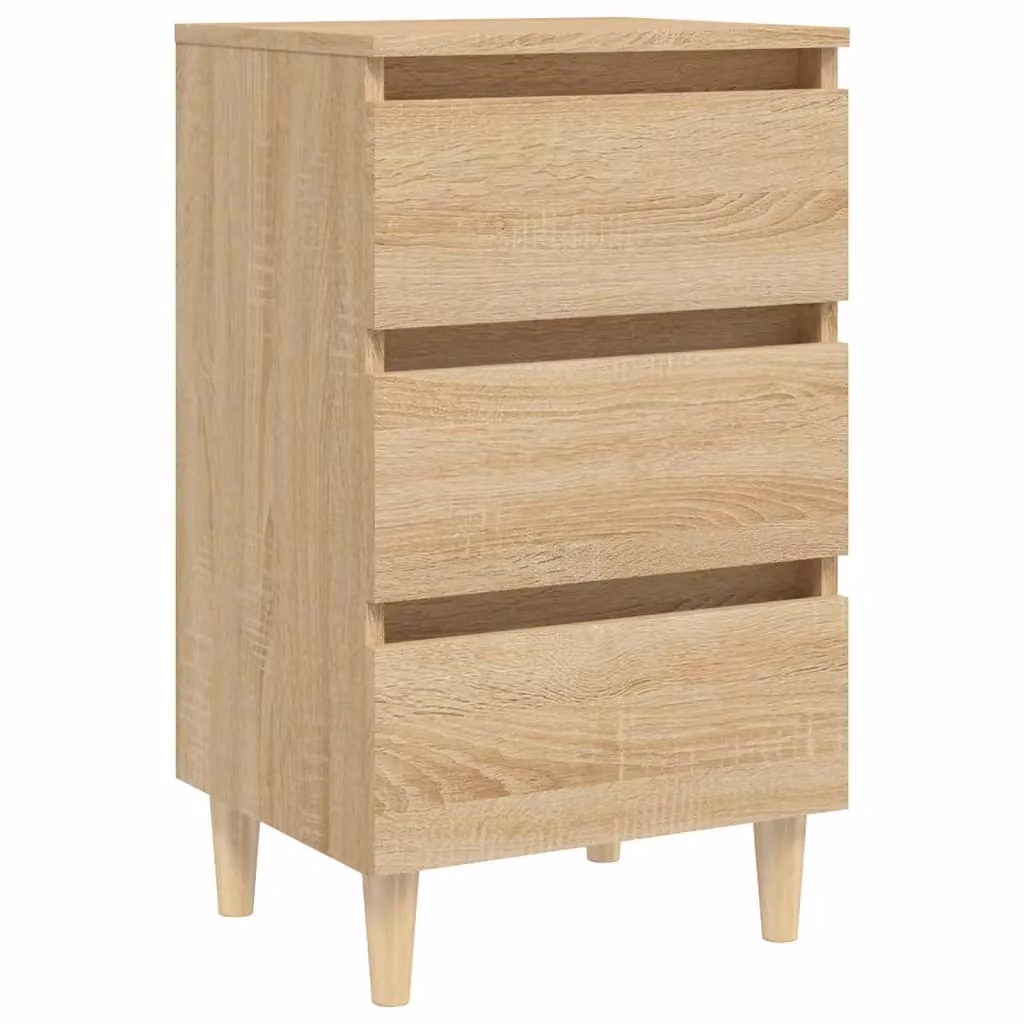 Berkfield Home Bed Cabinet in Sonoma Oak Brown with Solid Wood Legs, W/D/H: 40 x 35 x 69 cm – 2