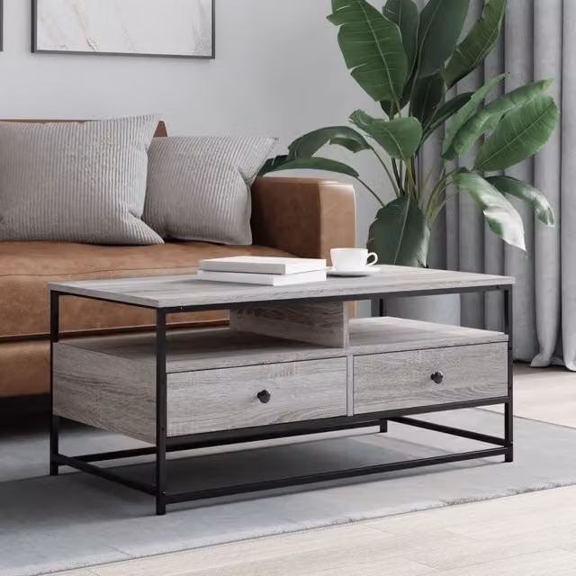Berkfield Home Grey Sonoma Coffee Table, W/D/H: 100 x 51 x 45 cm – 1