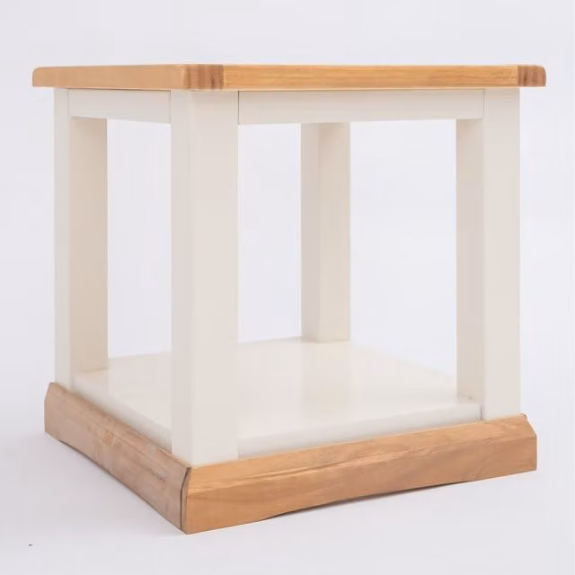 Cabinet Bits Trevi Open Lamp Table in White Waxed Pine