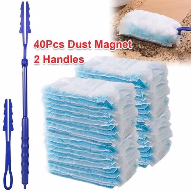 SPETLEK Flash Dust Magnet Fluffy Duster Kit with Extendable Handle in Blue – 1