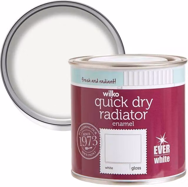 wilko Quick Dry Gloss Radiator Enamel, White, 250ml
