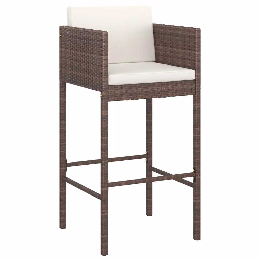 Berkfield Home 9 Piece Brown Poly Rattan Garden Bar Set with Cushions – 3