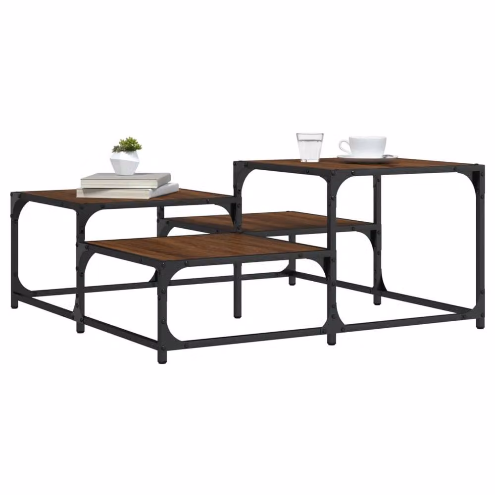 Berkfield Home Brown Oak Coffee Table, W/D/H: 87.5 x 87.5 x 40 cm – 2