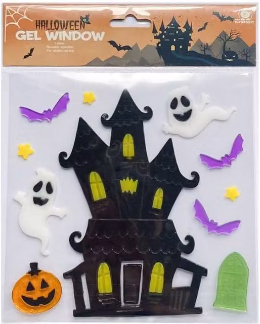 KDMD Spooky Haunted House Halloween Gel Stickers, 10 Pack, Multicolour – 1